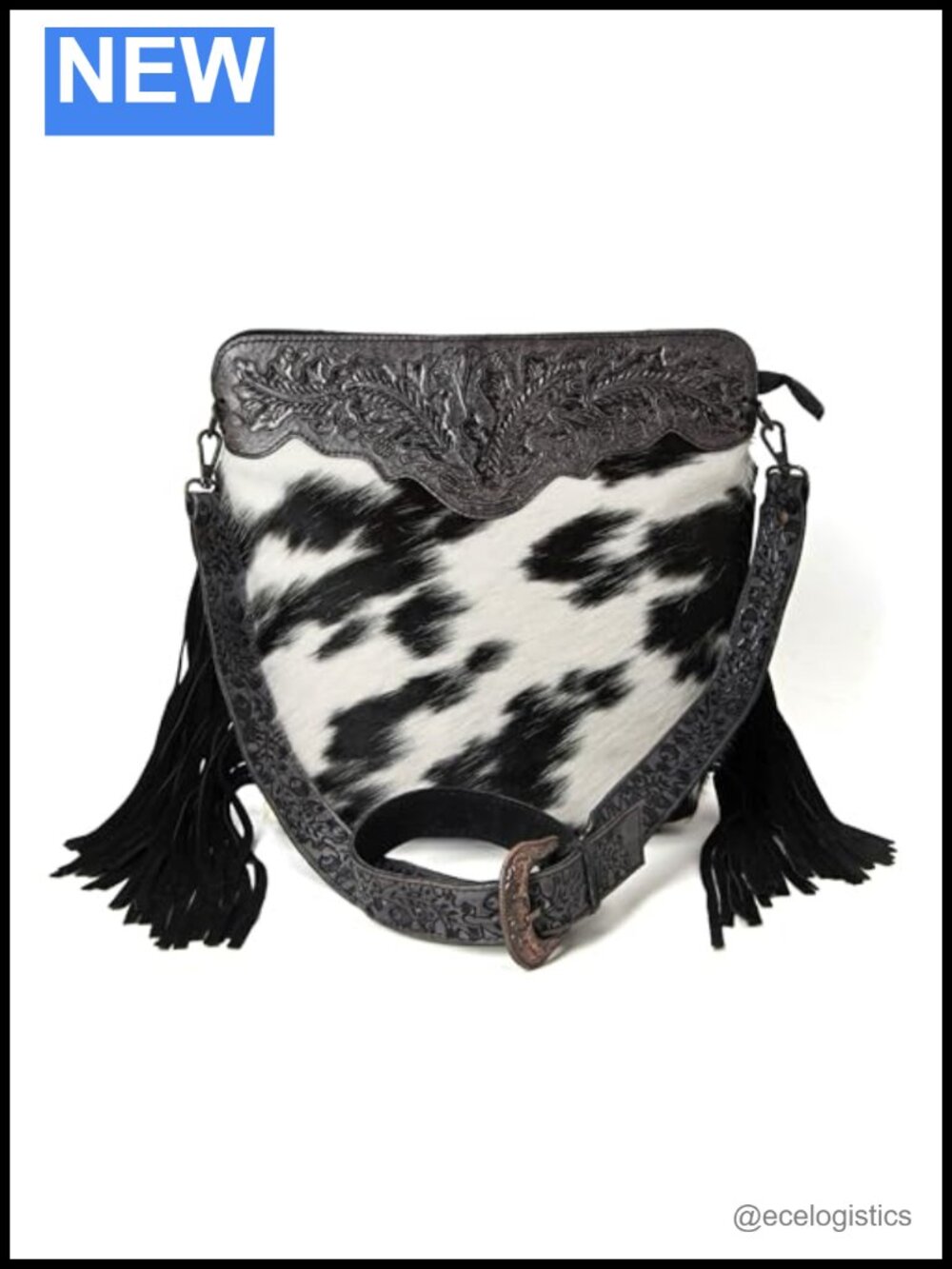 Women's Hand Tooled Leather Crossbody Bag Detachable Strap Shoulder Purse